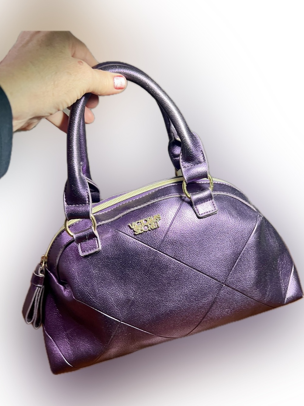 Victoria’s Secret Metallic Purple Mini Satchel Handbag